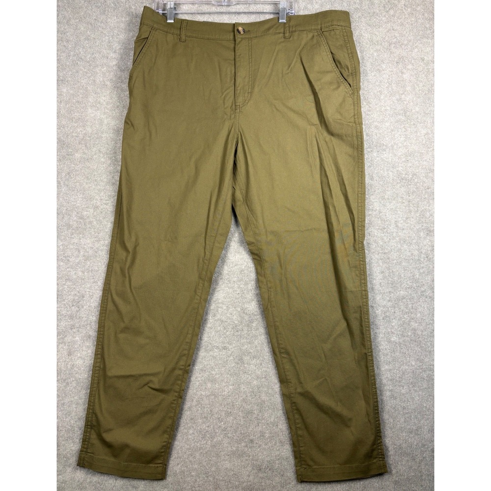 Eddie Bauer Ripstop Pants Stretch Comfort Waist 40x30 Olive Night Green Mens